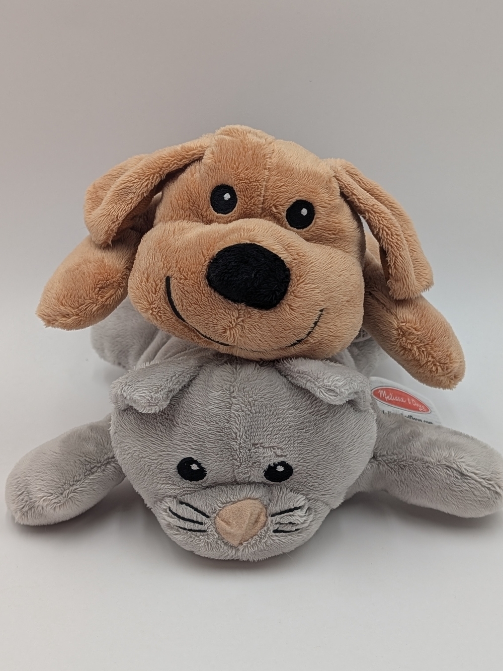 Melissa & Doug Plush Gray Kitten Cat Brown Puppy Dog Lot Of 2 Loveys 9”
